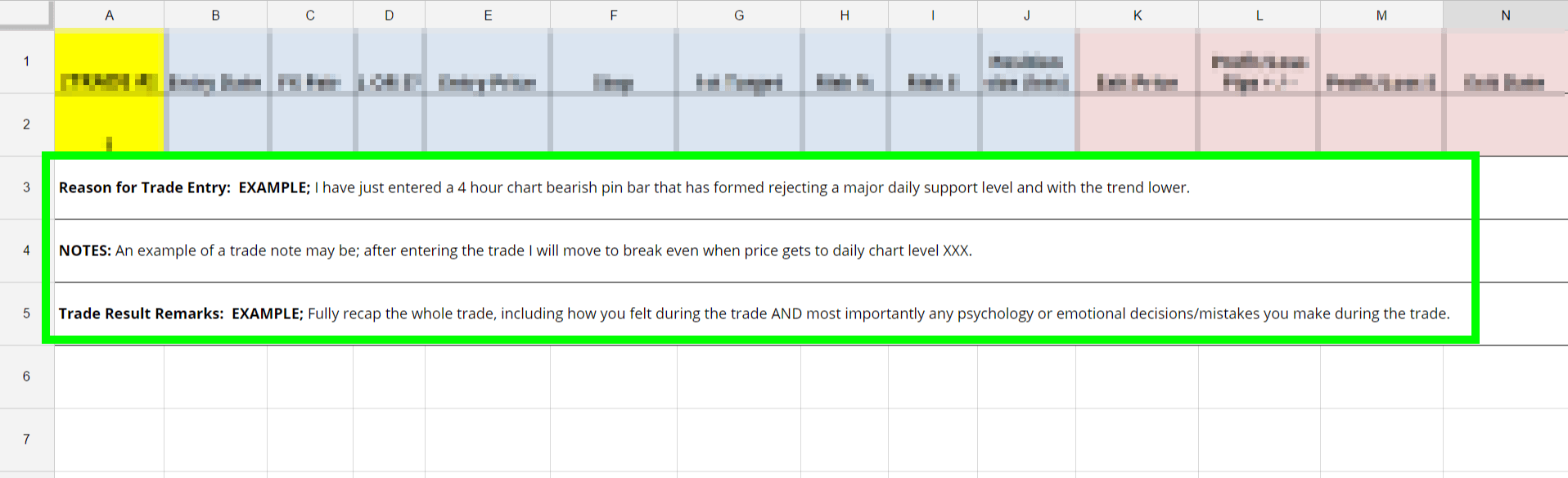 Forex trading journal excel spread sheet