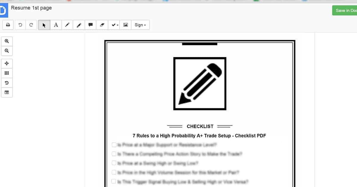 Forex Trading Plan checklist