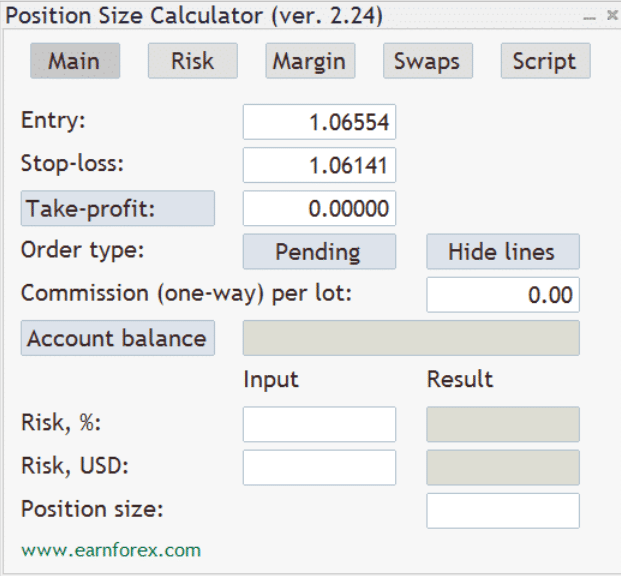 Position size indicator