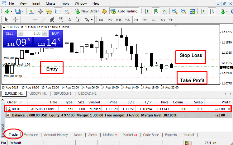 Monitor Metatrader 4 Forex price action trade
