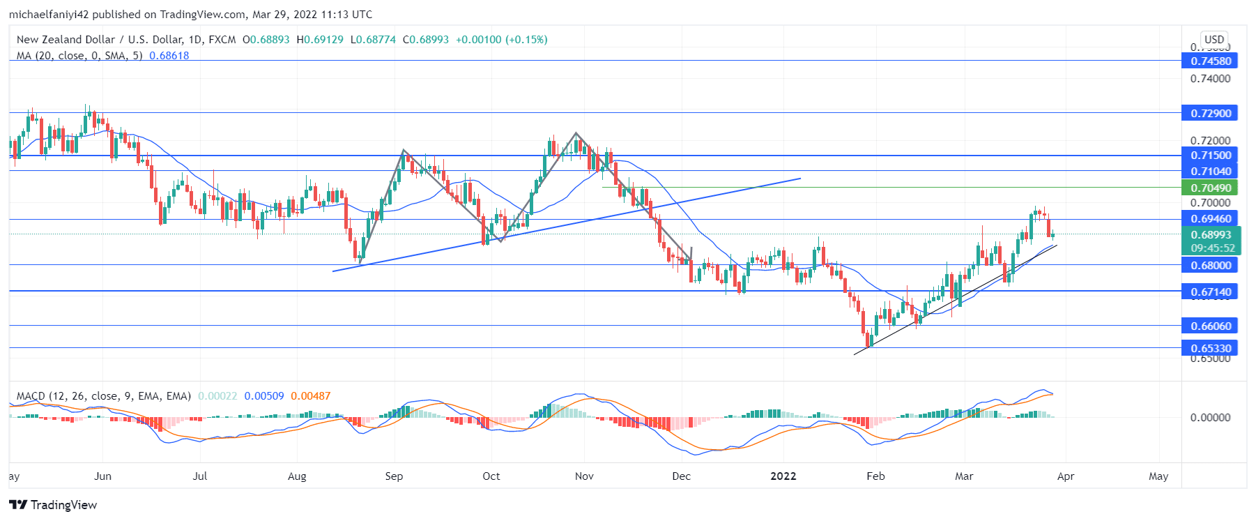 NZDUSD Is Fluctuating at the 0.69460 Significant Level