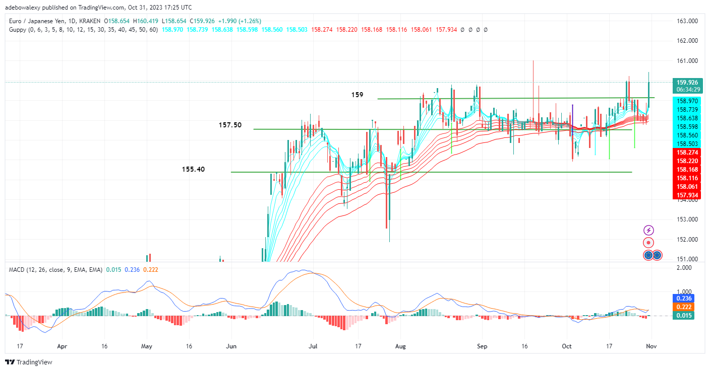 EURJPY Spontaneously Challenges the 160.00 Mark